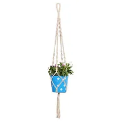 TrustBasket Blue Round Dotted Planter with Contemporary Hanger