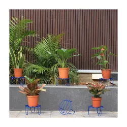 TrustBasket Eclips Plant Stands Blue (Set of 6) | Premium Strong and Durable Flower Pot Stand for Home Garden, Outdoor B