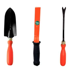TrustBasket Gardening Hand Tools Set - 3 Pcs Small Trowel, Krupi & Weeder - Durable Garden Tools for Home Gardening Set,