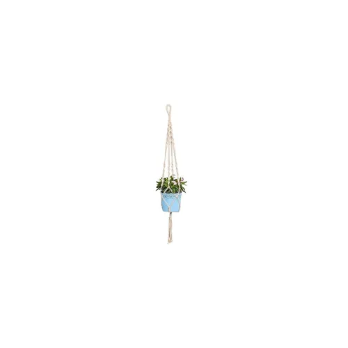 Image of TrustBasket Metal Teal Lace Planter with Macrame Cotton Contemporary Plant Hanger| Rope Flower Pot Holder for Indoor Out