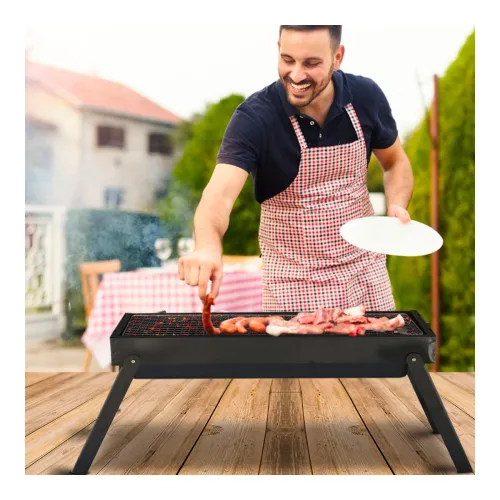 Image of TrustBasket Portable Foldable Charcoal Barbeque Grill Set