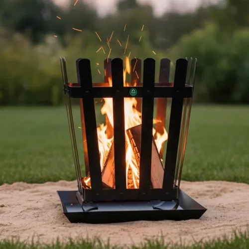 Image of TrustBasket Throne Firepit | Metal Rustic Fire Pit for Garden & Balcony 18 inch | Portable Bonfire Pit Outdoor | Campfir