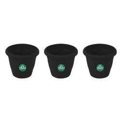 TrustBasket UV Treated Plastic Round Pot (6 Inches) -Black Color - Set of 3 | Heavy Duty Highly Durable Plant containerGamla for Indoor Home Decor & Outdoor Balcony Garden