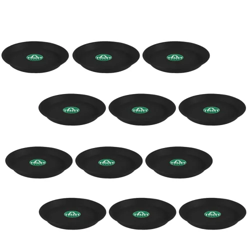 Image of TrustBasket UV Treated Round Bottom Tray(Plate/Saucer) Suitable for 6 inch Round Plastic Pot - Black Color-Set of 12 | 