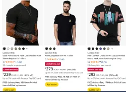 London Hills tshirts for mens upto 80% off 