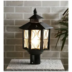 tu casa Balck Metal Shade with Black Metal-Iron Base Gate Light