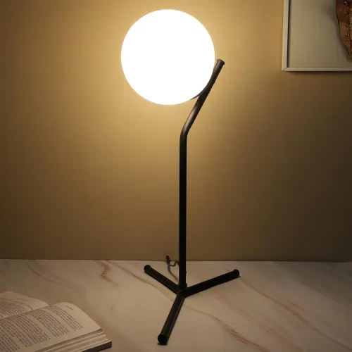 Image of tu casa Black Metal Base Bedside Table Moon Lamp