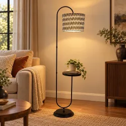 tu casa Black Metal-Iron Base Foldable Downlighter Floor Lamps with Chevron