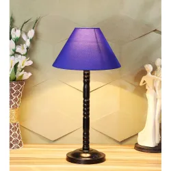 tu casa Blue Cotton Shade with Black Metal-Iron Base Table Lamp