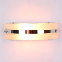 tu casa Crome Glass Shade with White Metal Iron Base Bathroom Balcony Wall Light Modern Wall Mounted Light for Bathroom 