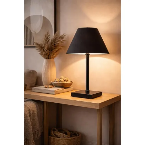 Image of tu casa Black Cotton Shade Table Lamp