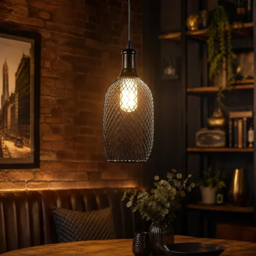 Image of Tu Casa HG-15 Bottle Shape Metal Mesh Pendant Light