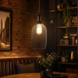 Tu Casa HG-15 Bottle Shape Metal mesh pendent Light Iron Holder Type e-27 Size 11x5x29\'-(Bulb not Included)