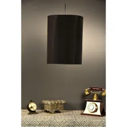 Tu Casa HG-31 blk cylendrical Fabric pendent Light Poly Cotton Holder Type e-27 Size 12x9x32-(Bulb not Included)(Corded 