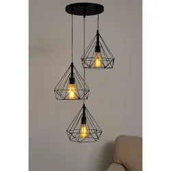 tu casa Iron Hg-35 220Watts Pendant Light, Black, Diamond