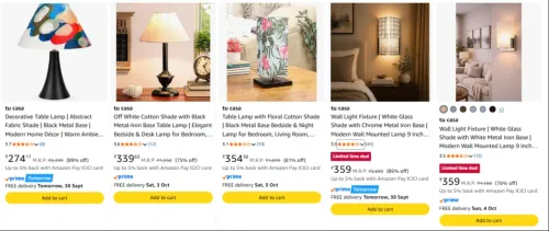 Image of tu casa Lamps Starting From @ ₹274