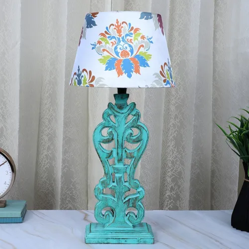 Image of tu casa Mangowood Aqua French Table Lamp