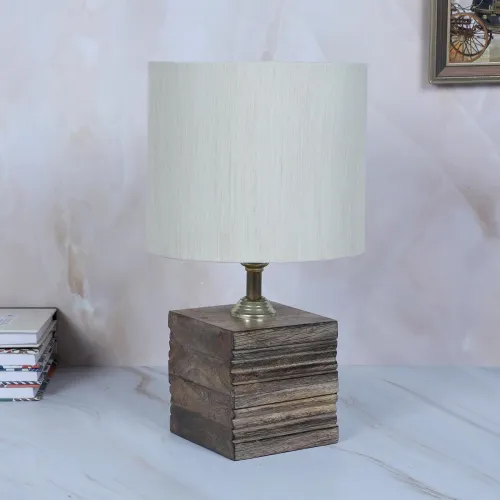 Image of tu casa Mangowood Square Block Style Table Lamp