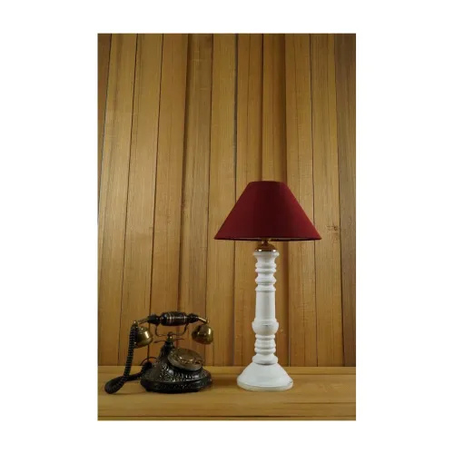 Image of tu casa Mangowood Table Lamp for Home Decoration, (Maroon)
