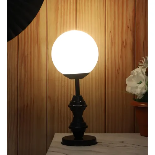 Image of tu casa Metal Table Lamp with Glass Shade, Height 13.4