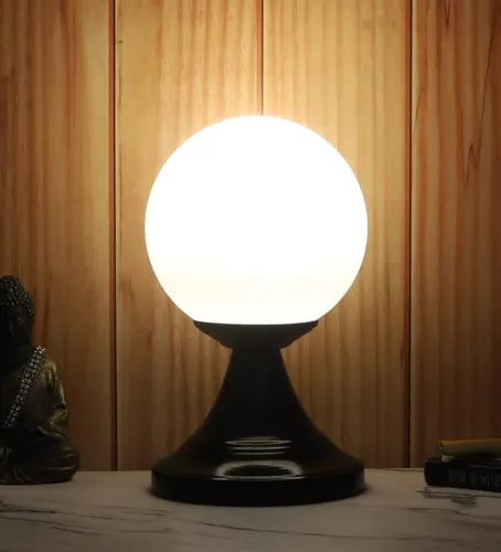 Image of tu casa metal table lamp with glass shade