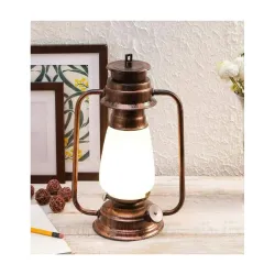 tu casa Milky Glass Shade with Copper Metal-Iron Base Table Lantern Lamp | Elegant Bedside & Desk Lamp for Bedroom, Living Room, Office, Home Décor & Gifting (Height : 12.5 Inch/No Blub Incl...