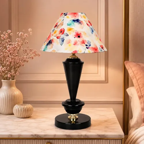 Image of tu casa Modern Brilliance Black Metal Table Lamp for Home Decoration, Bedroom