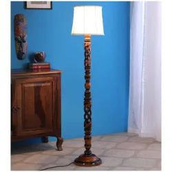 tu casa Off White Cotton Shade Floor Lamp 