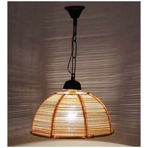 Image of tu casa Offwhite Bamboo Shade with Black Metal