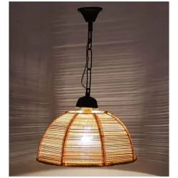 tu casa Offwhite Bamboo Shade with Black Metal