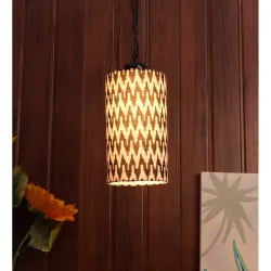 tu casa Pendant /Hanging Light Lamps Black Metal Base with Blue /Black Cotton (Chevron Print) Shades for Home Décor, Bed