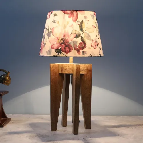 Image of tu casa Rustic Brown Vintage Mangowood Table Lamp 