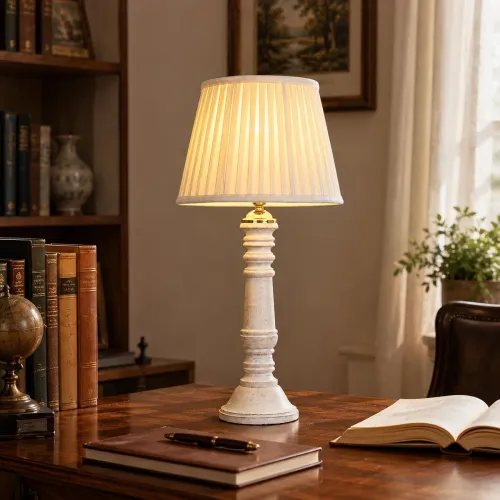 Image of Tu Casa Rustic White Mangowood Table Lamp, 20-inch