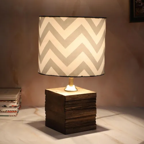 Image of tu casa Mangowood Square Block Style Table Lamp