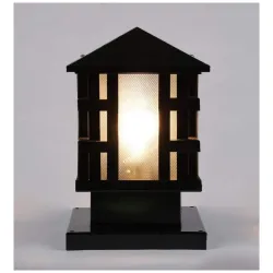 tu casa White Glass Shade with Black Metal-Iron Base Gate Light