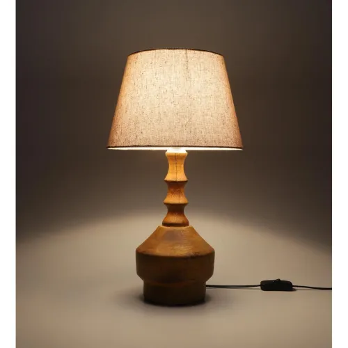 Image of tu casa Wooden Table Lamps with Off-White Jute Shade