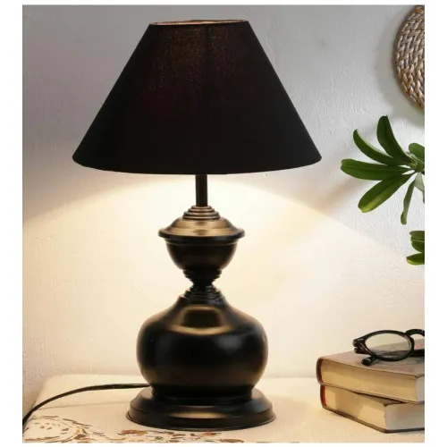 Image of tu casa Black Cotton Shade Table Lamp