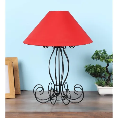 Image of tu casa Black Metal Table Lamp with Red Shade