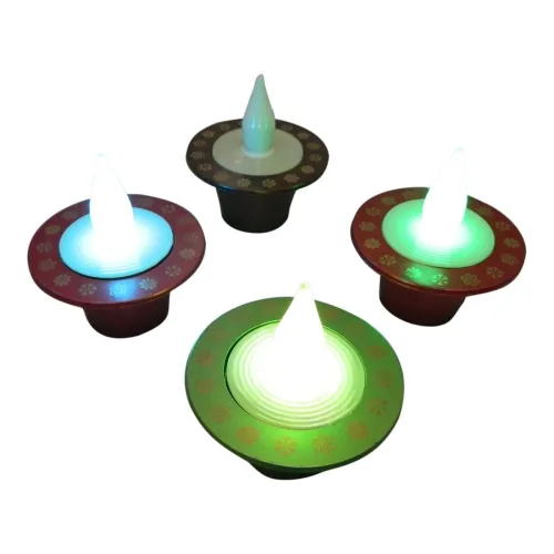 Image of Tucasa DW-269 LED Diya (Pack of 4, Green)
