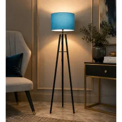 tu casa Foldable Tripod Metal Floor Lamps with Aqua Shade for Home Décor, Bedrooms Corner, Living Room, Gifting, Diwali Decoration, Hall, Office, Study Room (Height: - 50\') - Bulb not Inclu...