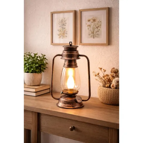 Image of Tu Casa Glass Shade Table Lantern Lamp
