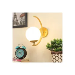 TuCasa Golden Metal Decorative Wall Lamp with Glass Globe Holder Type-E-27