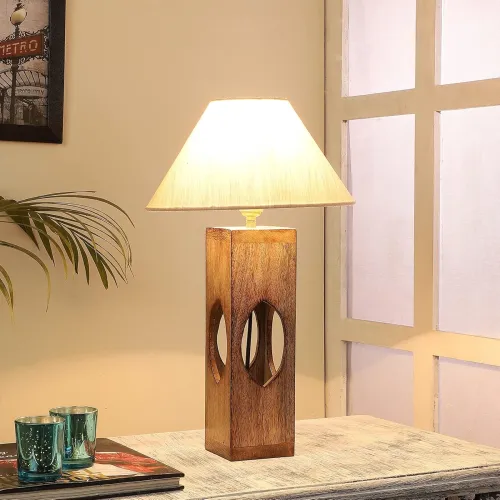 Image of tu casa Mango Wood Bedside Table Lamp