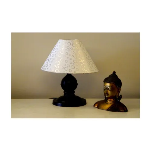 Image of tu casa Mango Wood and Fabric Bedside Table Lamp