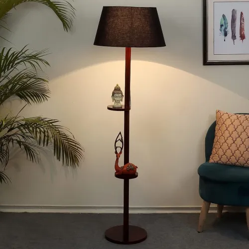 Image of Tu Casa Mango Wood Floor Lamp 148cm