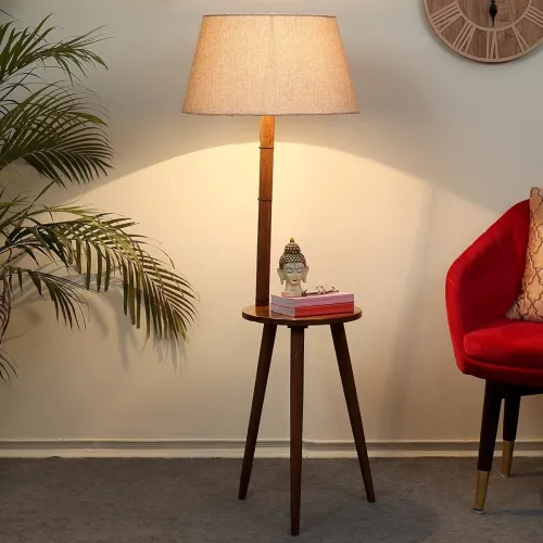 Image of Tu Casa Mango Wood Floor Lamp with Jute Shade