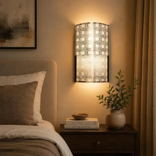 Image of tu casa Wall Light Fixture | White Glass Shade with Chrome Metal Iron Base | Modern Wall Mounted Lamp 9 Inch for Bedroom