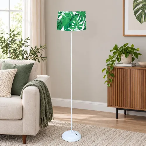 Image of Tu Casa White Palm Print Foldable Floor Lamp