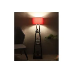 Tu Casa Wooden Floor Lamp Red Shade