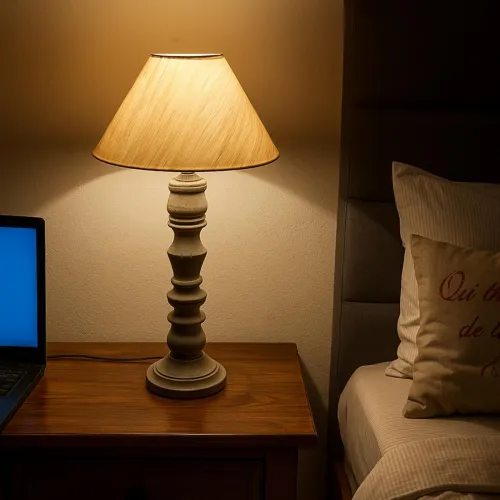 Image of tu casa Wooden Table Lamp with Cotton Shade